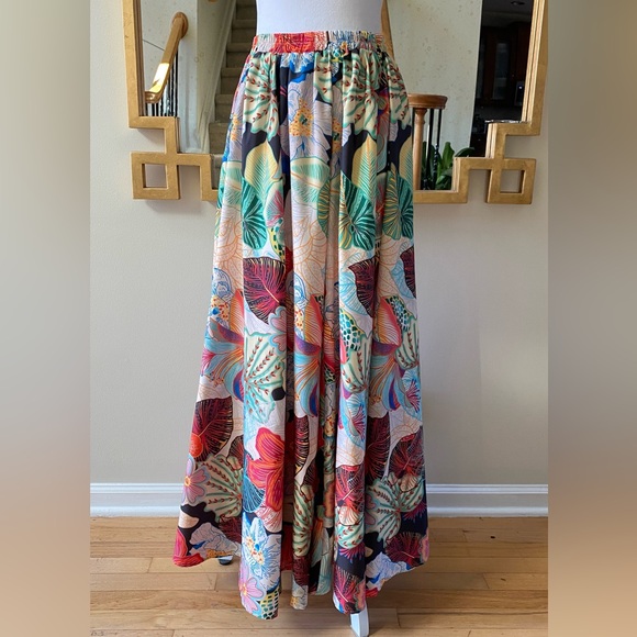 CALYPSO St. BARTH Maxi Boho Tropical Floral Print Skirt Size Large - Picture 3 of 14